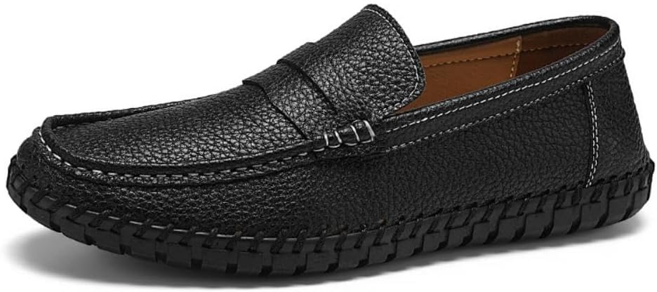 

Мужские повседневные кожаные лоферы Asifn, легкие, удобные, модные мокасины без шнурков для прогулок, работы и вождения, черный