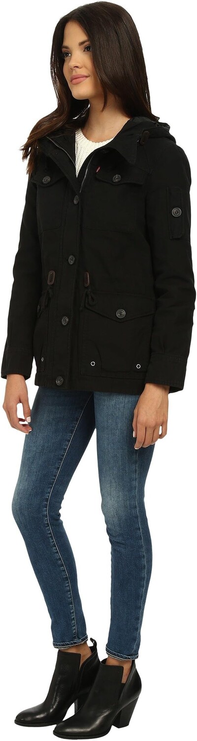 Куртка Levi's Washed Cotton Fashion Four-Pocket Military w/ Hood, черный — фото 2