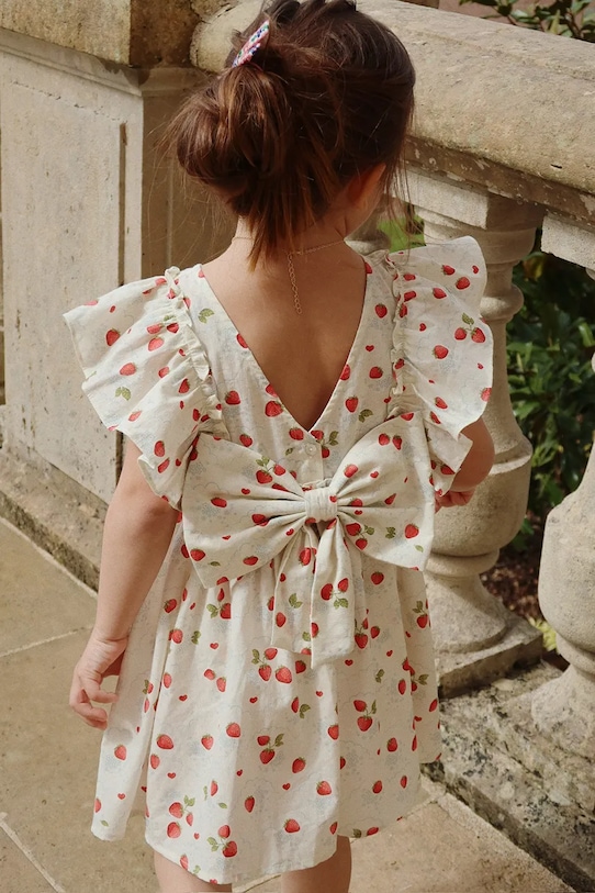 

Детское хлопковое платье EVIA BOW DRESS GOTS Konges Sløjd, бежевый