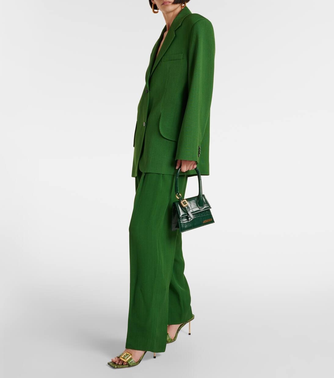 Босоножки Les Sandales Regalo из кожи с тиснением под кожу крокодила Jacquemus, зеленый — фото 2