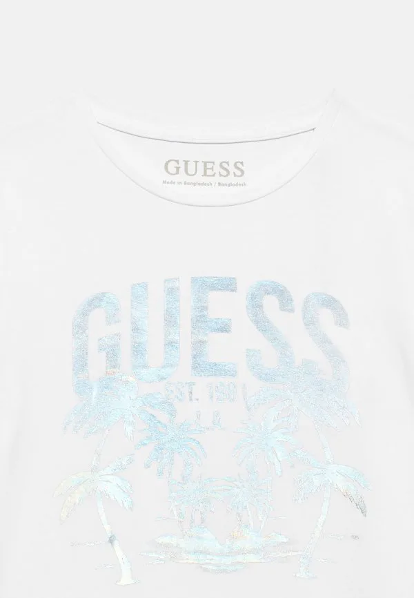Детская футболка с принтом Guess, Pure White — фото 4