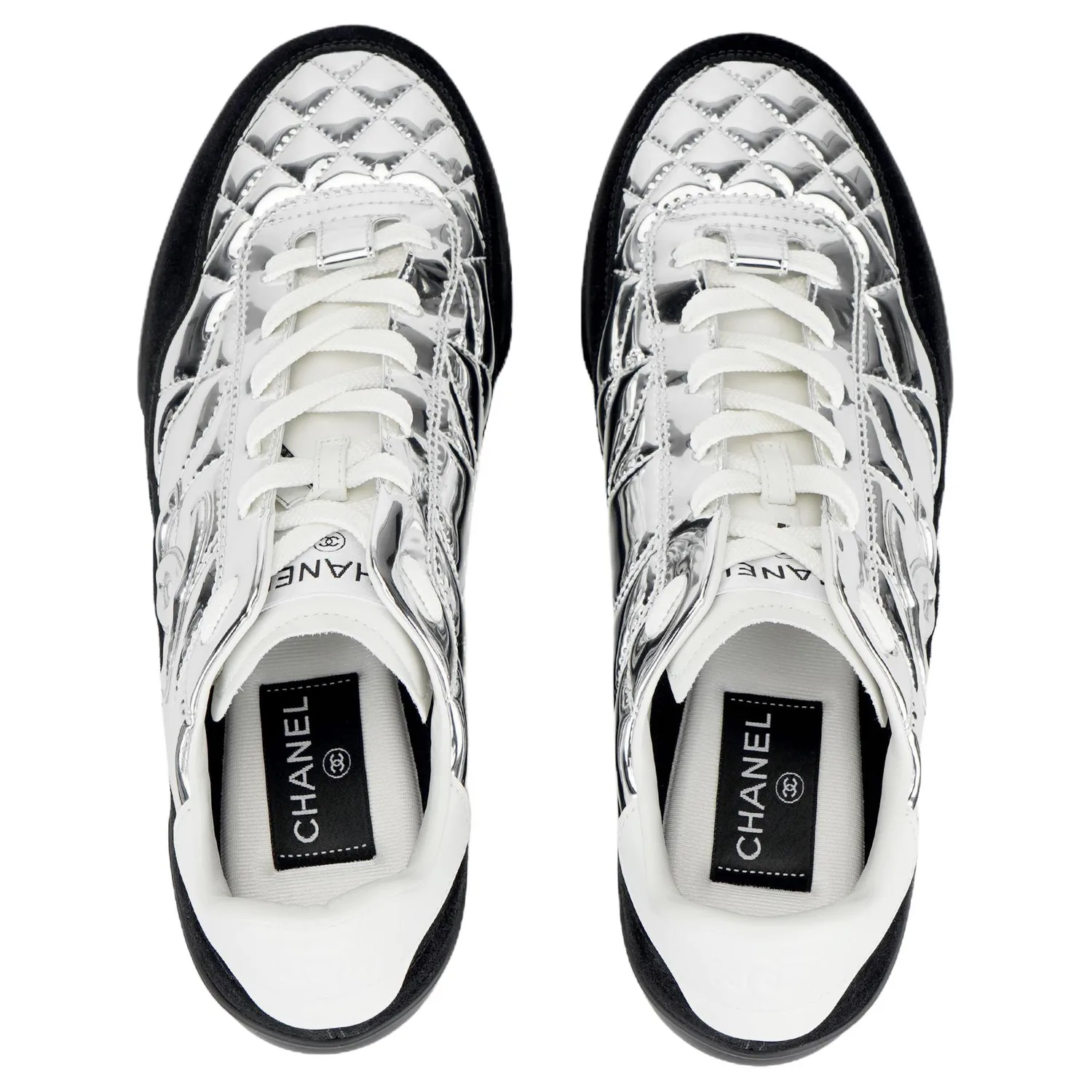 CHANEL Кроссовки низкие мужские casual COCO NEIGE 25N из телячьей кожи серебристые — фото 4