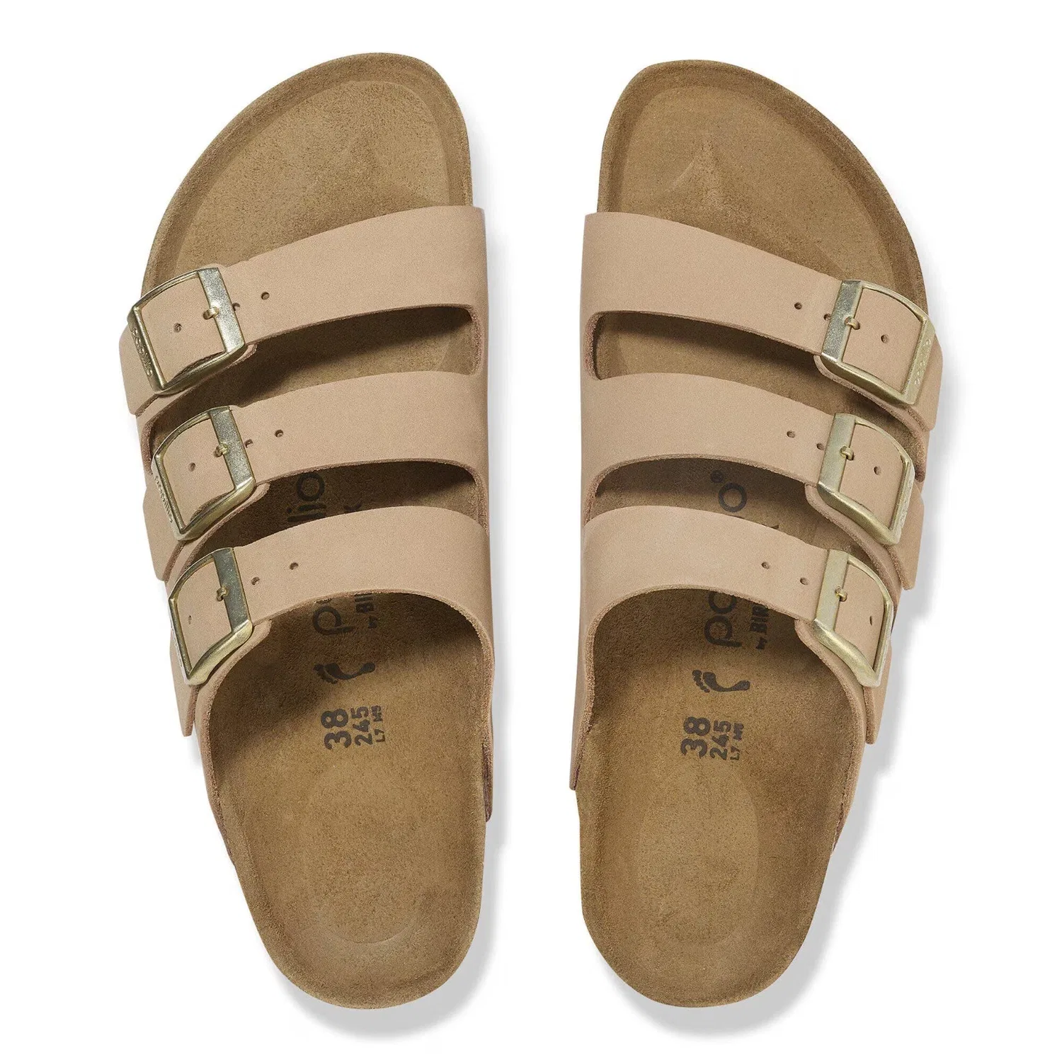 Мужские сандалии Birkenstock Florida 1029760, бежевая нубуковая кожа, платформа, HAWK1317 — фото 4