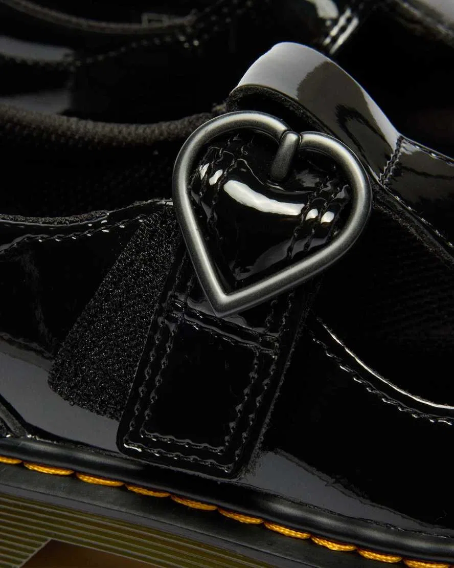 Детские туфли Polly II Heart из лакированной кожи Dr Martens, черный — фото 3