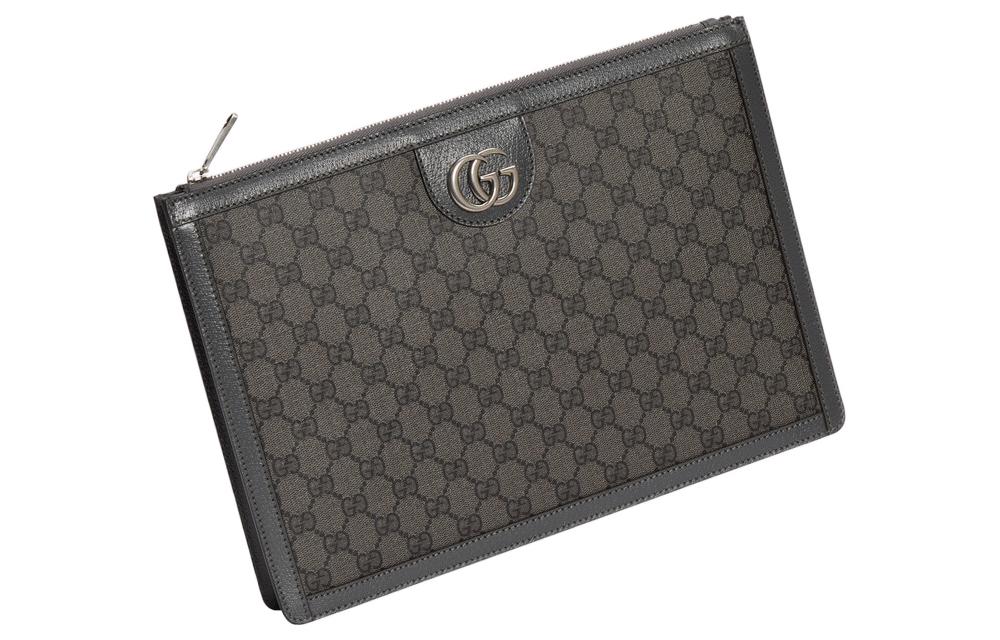 GUCCI Клатч Ophidia из холста с кожаной отделкой Regular мужской серый — фото 4