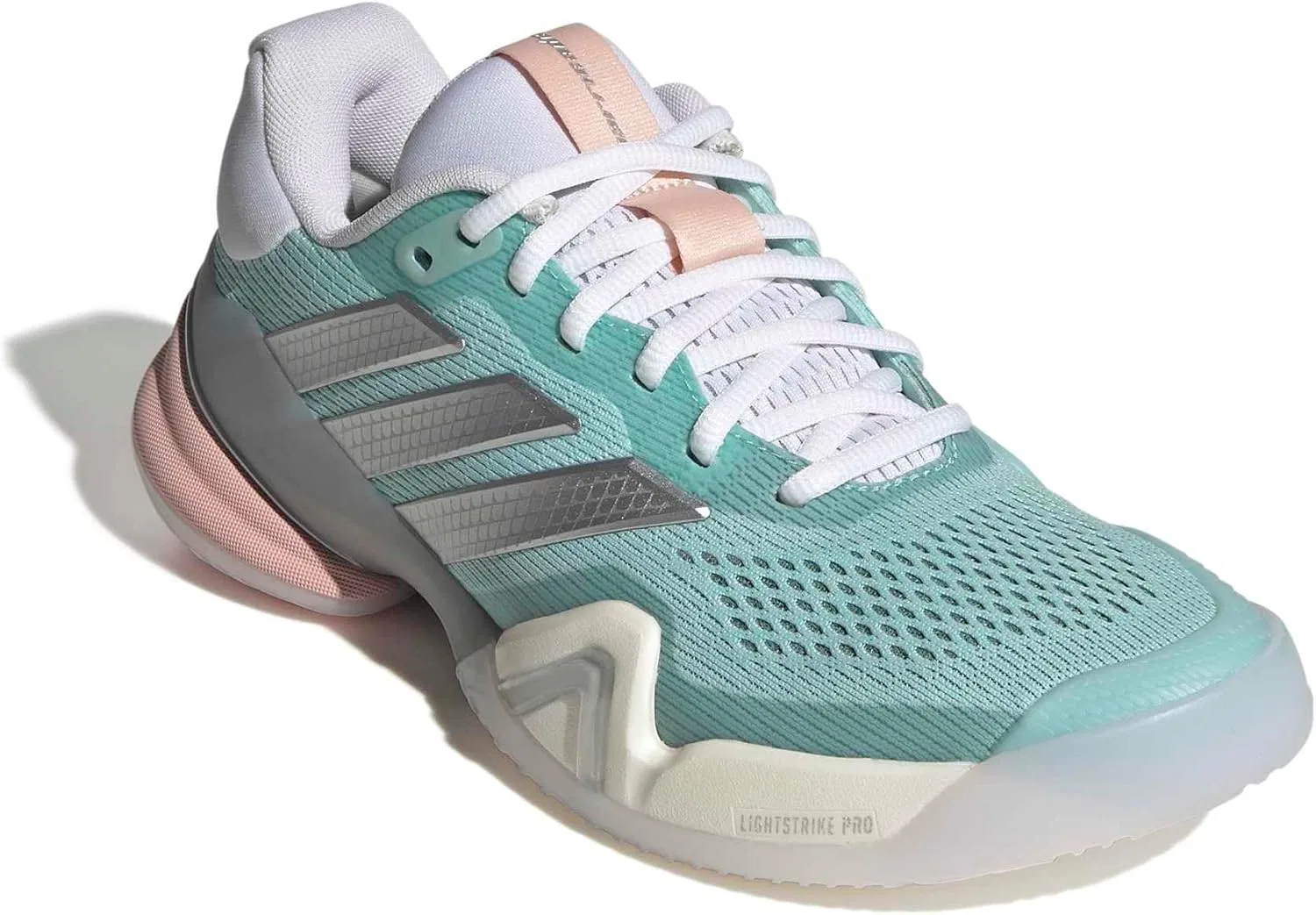 Кроссовки теннисные Adidas Barricade 14, цвет Semi Flash Aqua/Silver Metallic/Blush Pink — фото 4