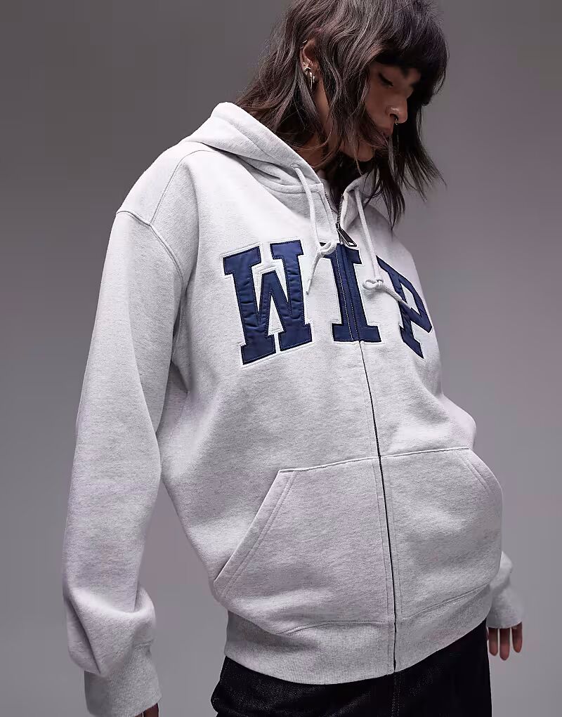 

Толстовка с капюшоном Carhartt WIP с принтом на груди в сером меланжевом цвете