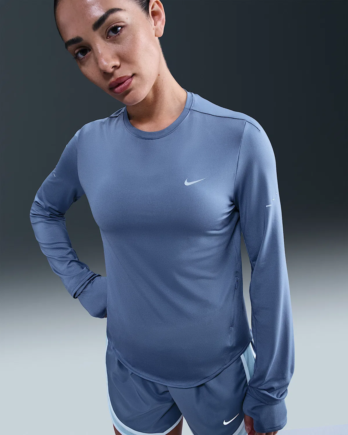 Женская длинная футболка с длинным рукавом Dri-FIT UV Nike Swift, World Indigo