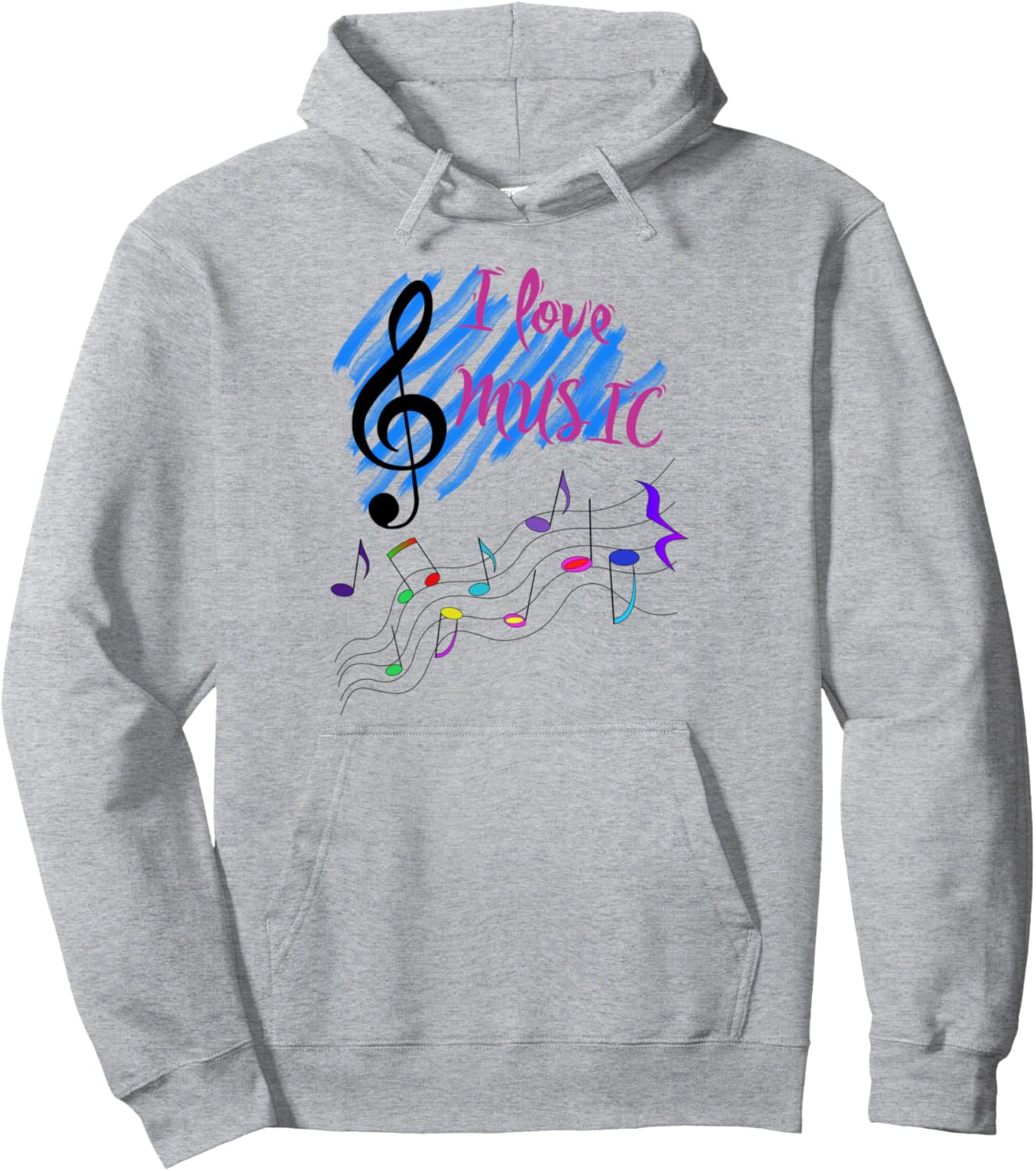 

Ноты и ключ. Толстовка с надписью «Я люблю музыку» Notes As A Motif, Because Music Makes You Happy., серый