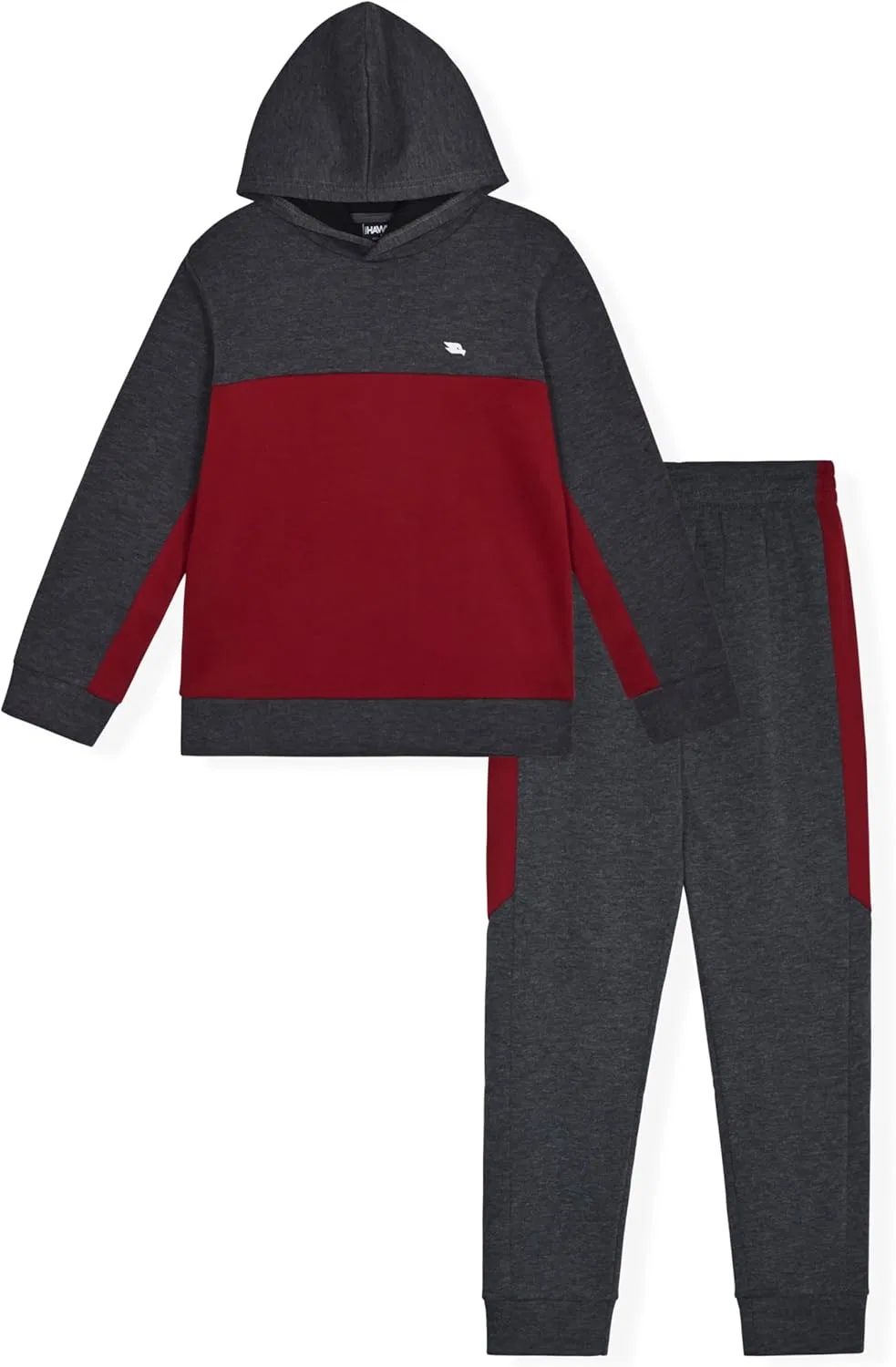 Детский спортивный костюм Tony Hawk, 2 шт., флисовая толстовка и джоггеры, Maroon Cream Navy — фото 2