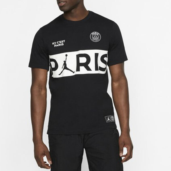 Футболка Air Jordan x PSG Crossover Paris Saint-Germain Short Sleeve 'Black White', черный — фото 4