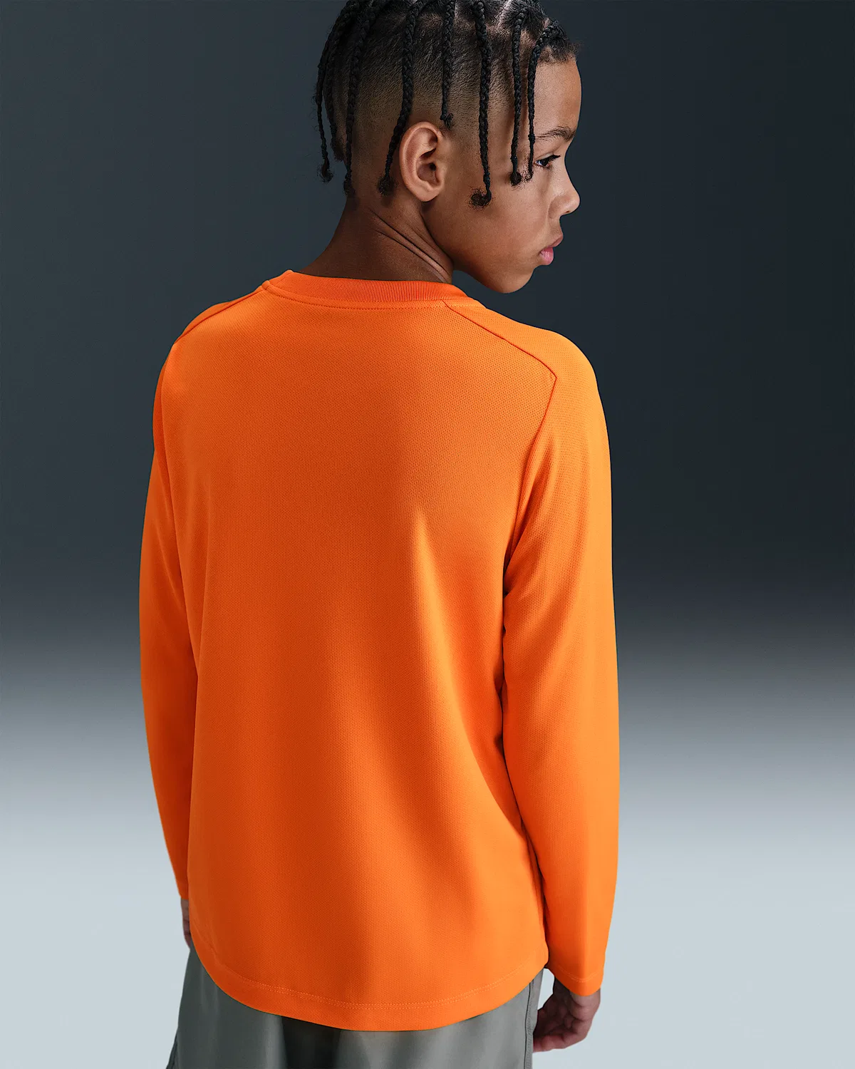 Большой детский (мальчиковый) длинный рукав Dri-FIT Nike Multi, Bright Ceramic/White — фото 2