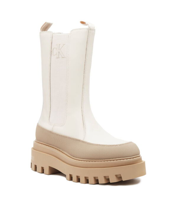 Ботинки кожаные Calvin Klein Jeans Chelsea Flatform, бежевый