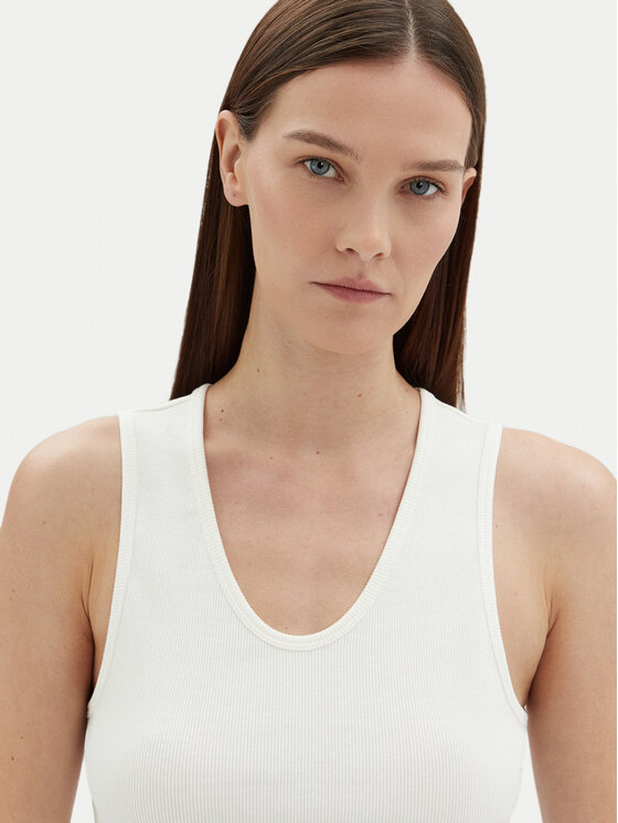 Топ облегающего кроя WW0WW44572 Tommy Hilfiger, экрю — фото 4