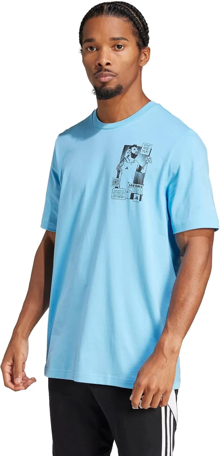 Футболка с принтом Месси, adidas, Graphic Semi Blue Burst