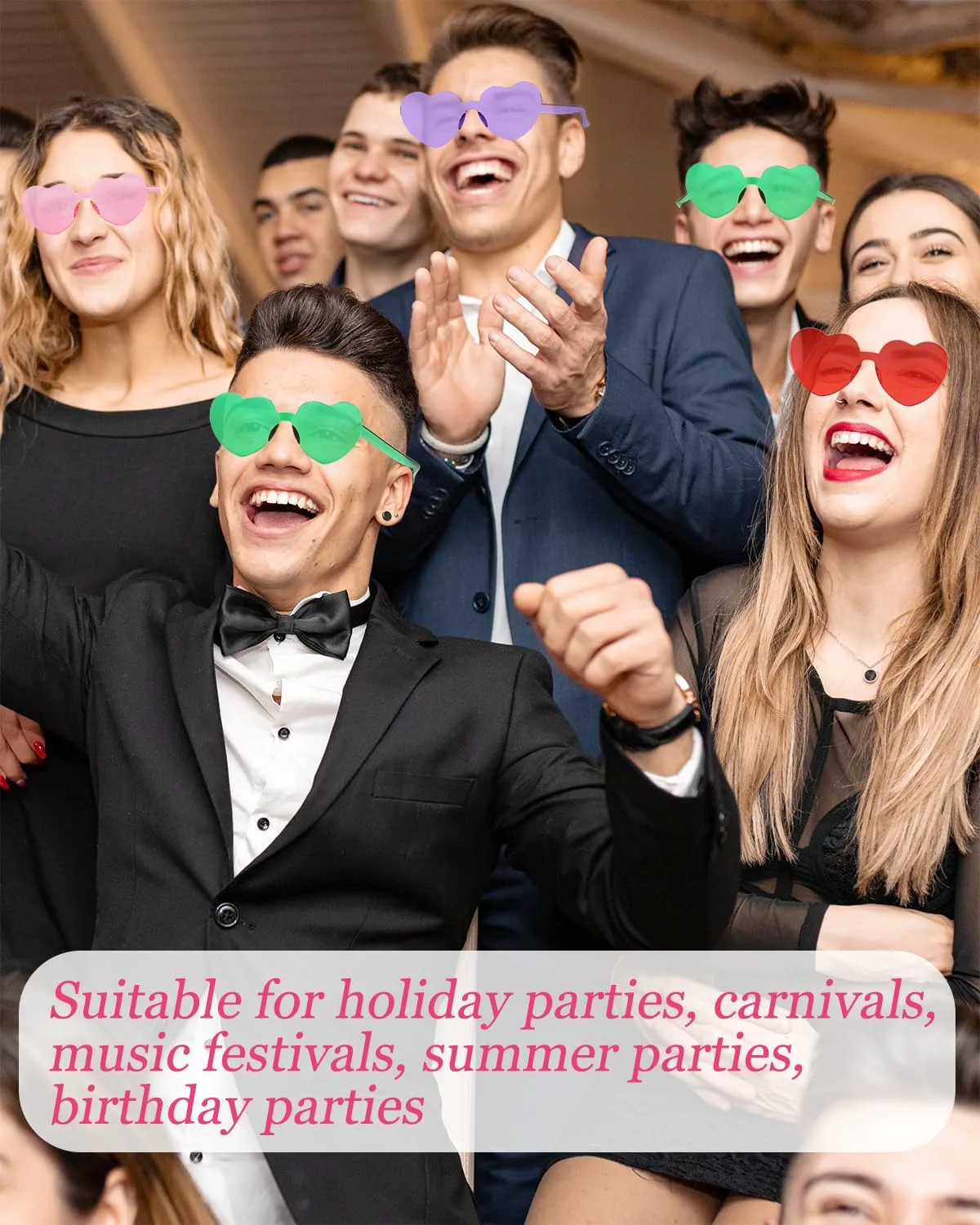 

Солнцезащитные очки в форме сердца для женщин. Модные солнцезащитные очки без оправы, прозрачные, яркие, для вечеринок в стиле рейв ayigu, (20 Pack) Assorted Colors