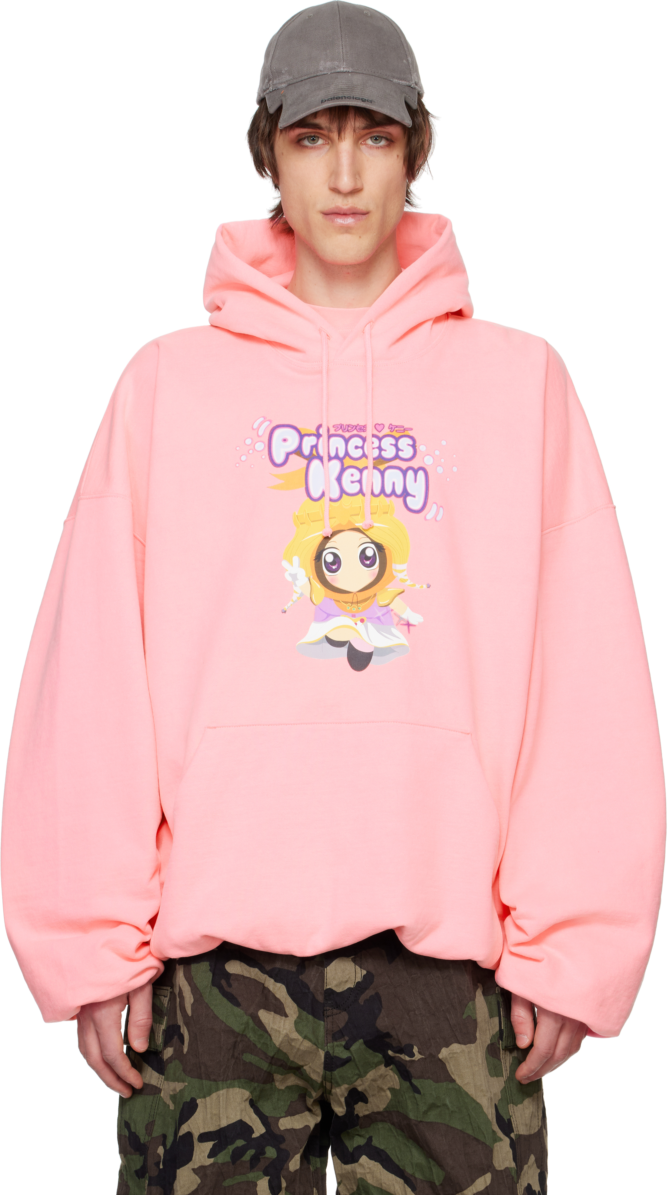 

Укороченная свободная толстовка с капюшоном «Princess Kenny» розового цвета VETEMENTS