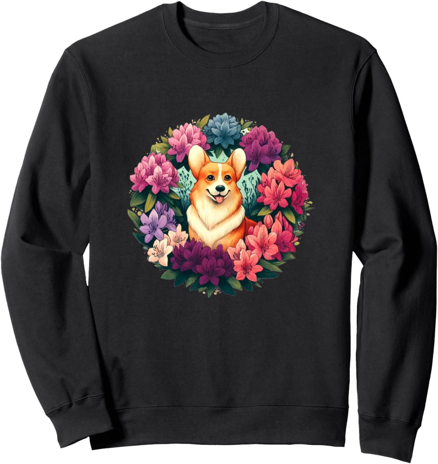 

Толстовка с изображением корги от ArtFun Corgi Flowers Snugg, черный
