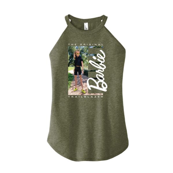 

Оригинальная майка-первопроходец Juniors с высоким воротом Barbie, цвет heather military green