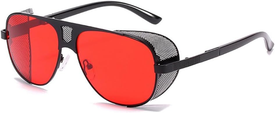 

Солнцезащитные очки с плоской верхней частью и сетчатыми боковыми щитками, мужские, модные, в стиле металл-панк, женские, роскошные, ретро, ​​в стиле стимпанк HVTVTLA, C6