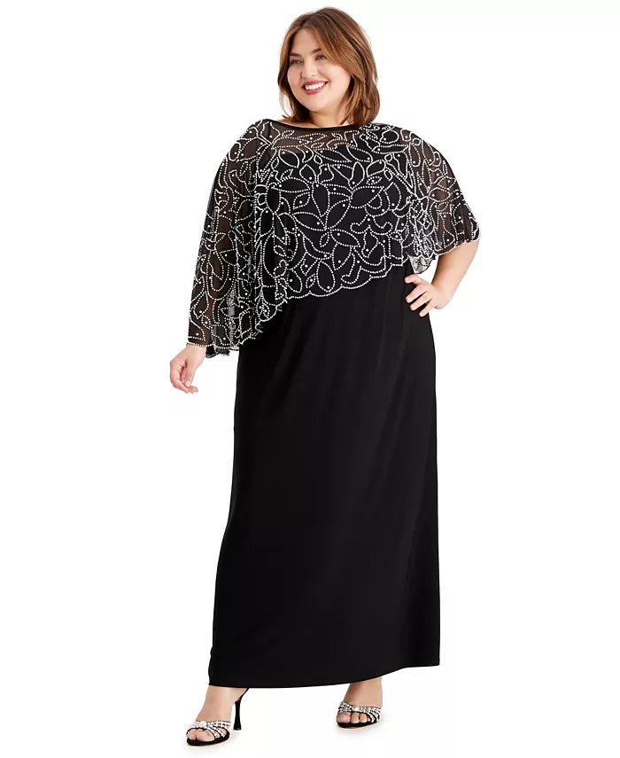 

Платье-накидка с бисером Plus Size MSK, черный