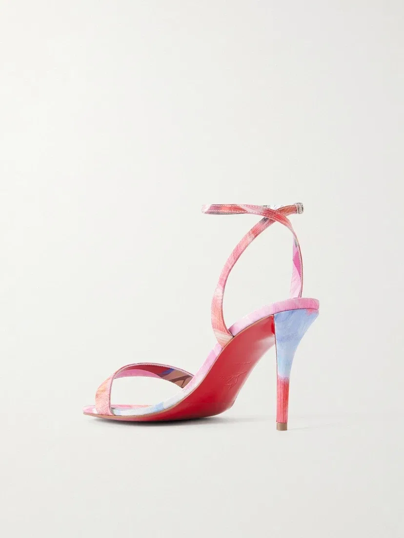 Сандалии Miss Z 80 из креповой тафты с цветочным принтом Christian Louboutin, мультицвет — фото 3