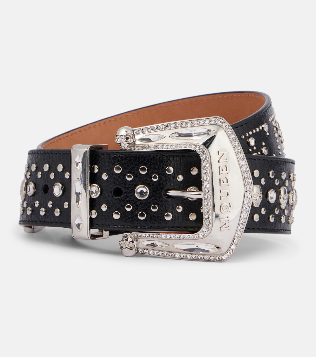 

Кожаный ремень Jewelled Arrow McQueen, Black/ Silver