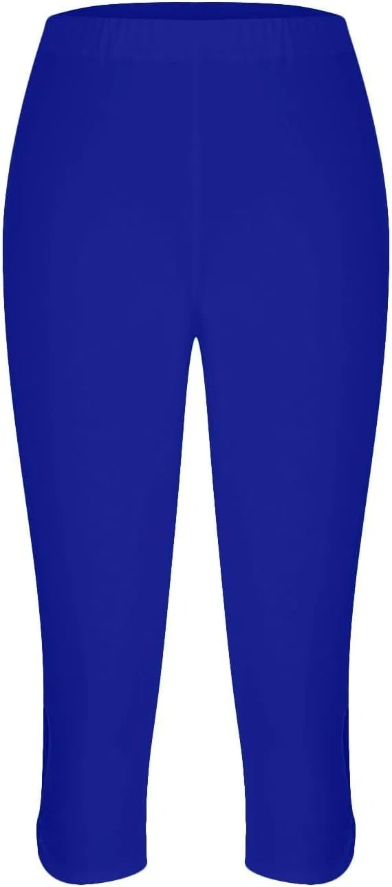 Капри для женщин, эластичные, с высокой талией, для активного отдыха, Royal Blue — фото 3