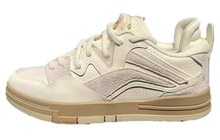 

Мужские противоскользящие износостойкие низкие скейтбордные кроссовки LiNing Wave, цвет экрю