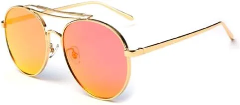 

Модные солнцезащитные очки для мужчин и женщин, стильные, с плоской верхней частью, женские солнцезащитные очки с металлической оправой, качественные MTZJH, Gold Red