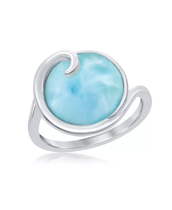 

Кольцо с ларимаром из стерлингового серебра с волнообразным узором Caribbean Treasures, blue
