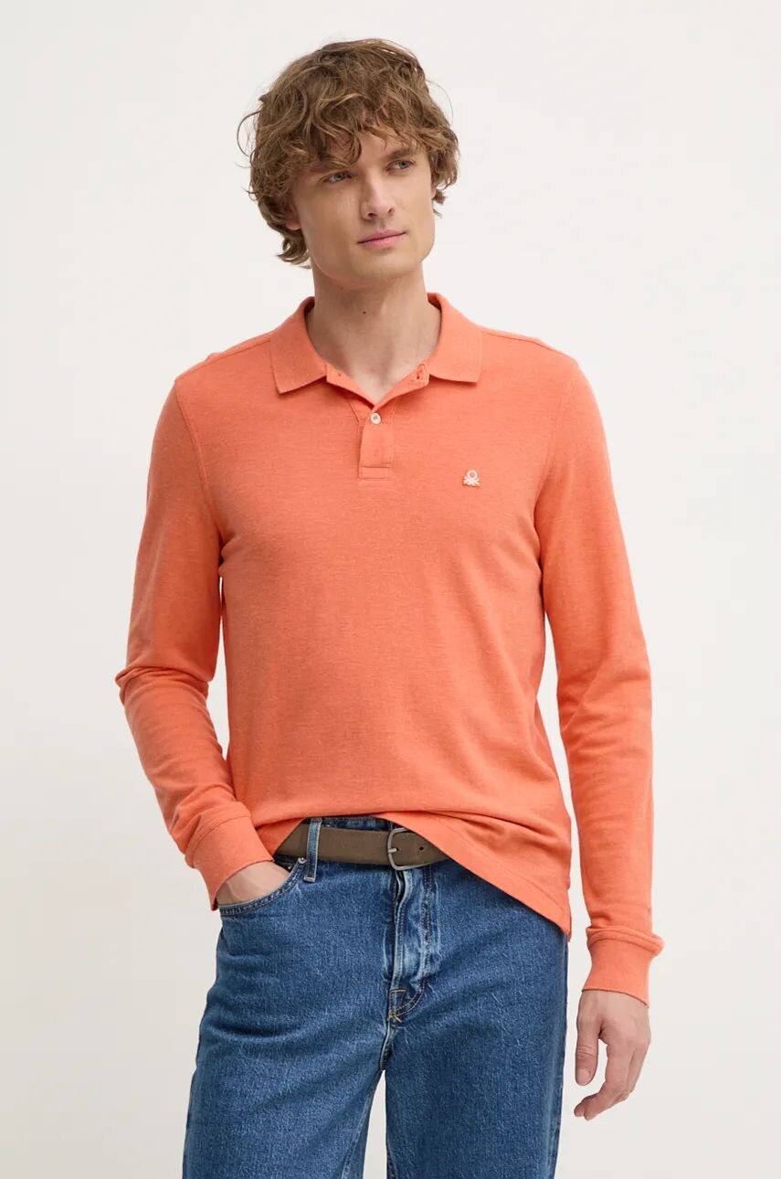 

Хлопковый топ с длинными рукавами United Colors of Benetton, оранжевый