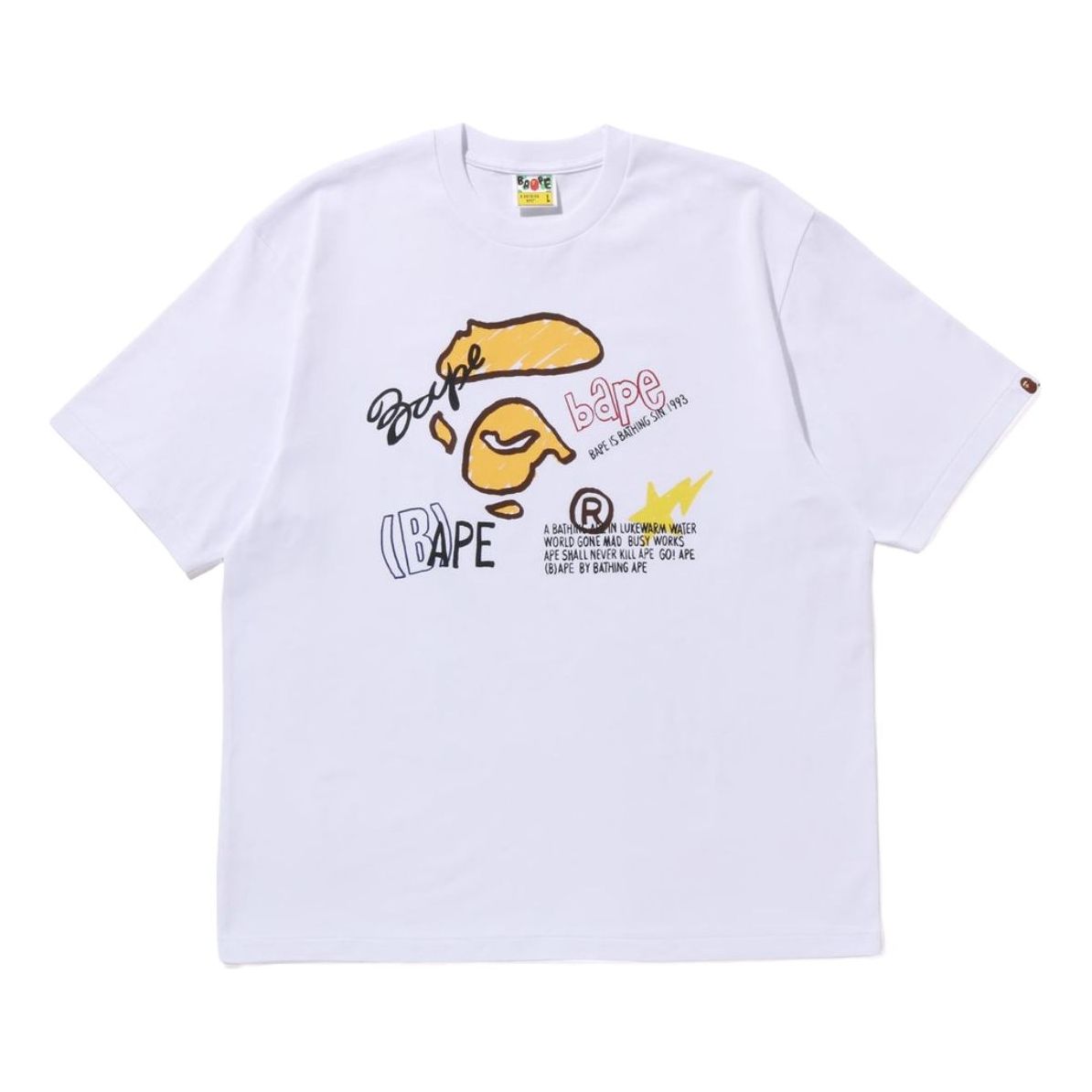 

Футболка свободного кроя с рисунком, выполненным вручную, "A Bathing Ape", цвет 'White'