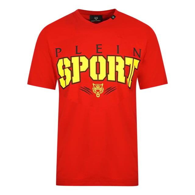 

Футболка с ярким спортивным логотипом Plein Sport, красный