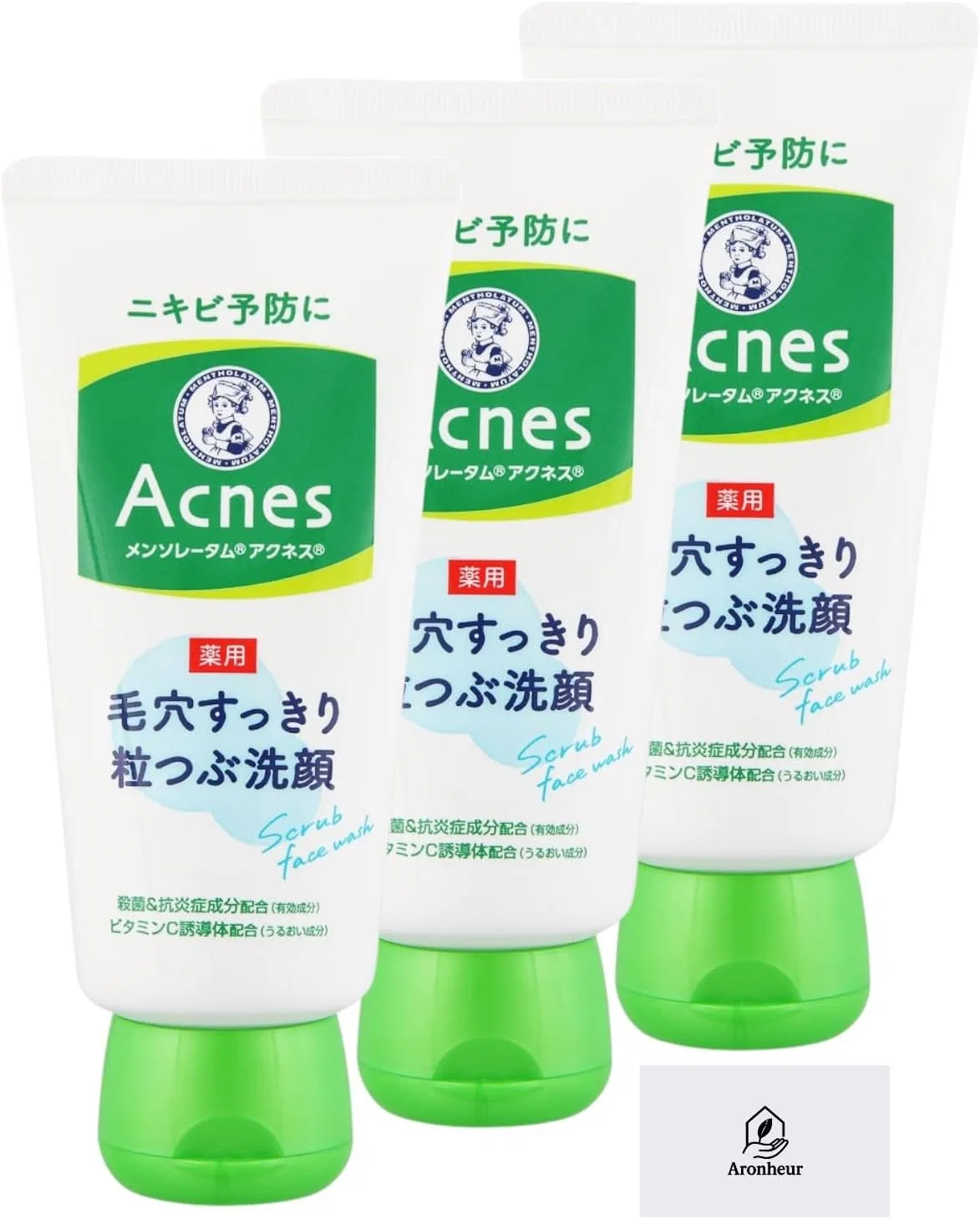 Набор для умывания Aronheur Acnes Medicinal Cleansing Facial Pores, 130 г, 3 шт, с маской