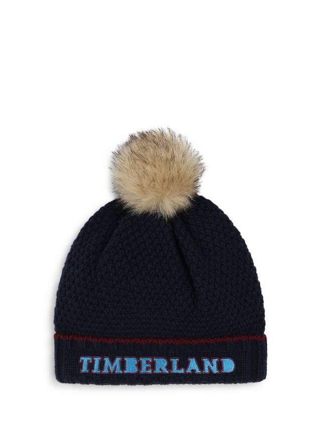 

Детская вязаная шапочка с помпоном из искусственного меха Timberland, цвет Night
