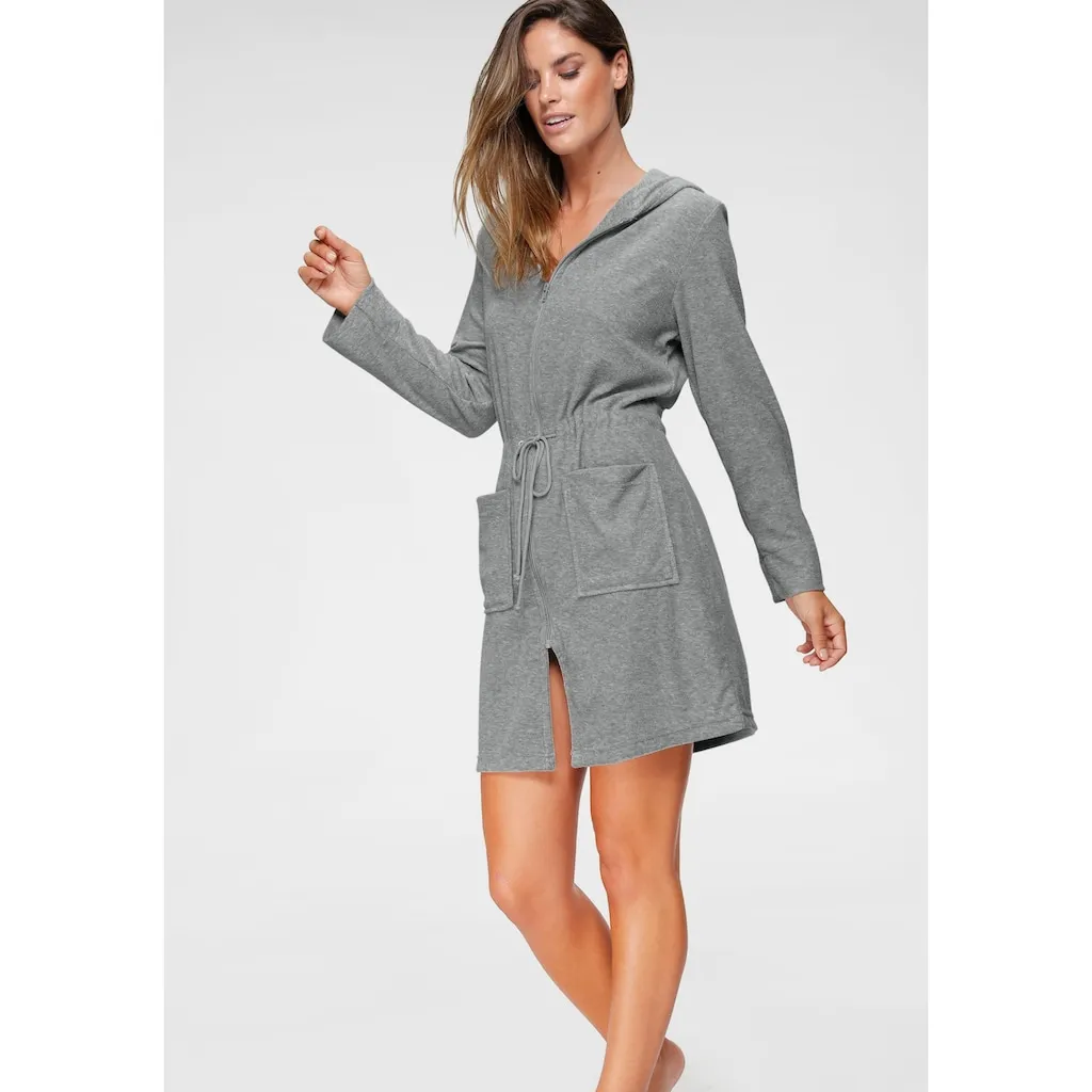 

Мой домашний женский халат Nela, идеально подходит для сауны и спа, отельный халат, утренний халат, 1 шт., однотонный, короткий, с шнурком и карманами, размеры XS-3XL My Home, серый