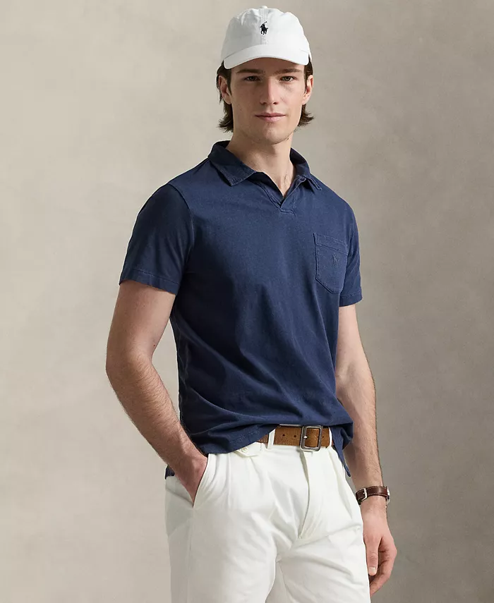 

Мужская классическая хлопково-льняная поло-рубашка из джерси Polo Ralph Lauren, синий