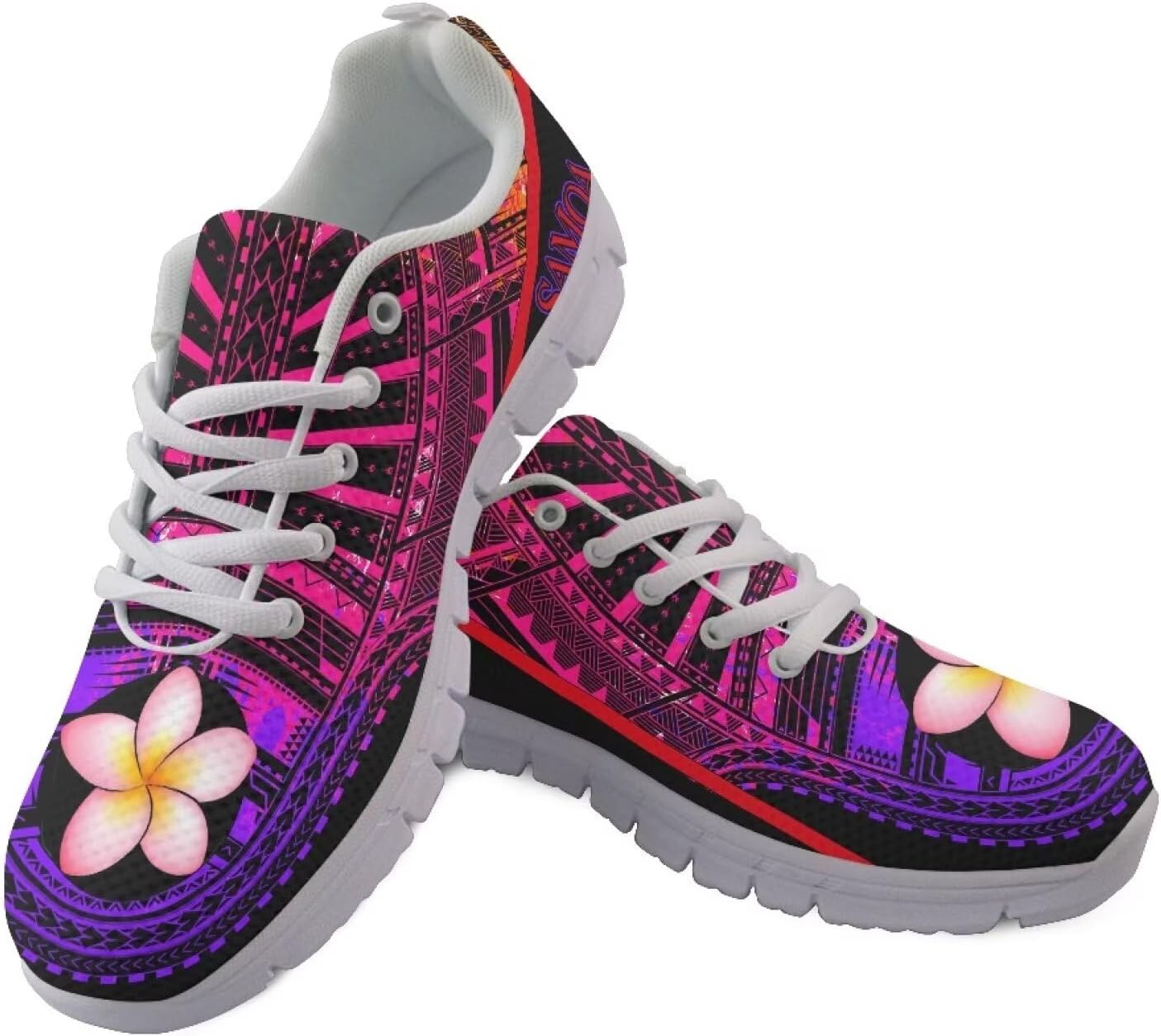 

Кроссовки для ходьбы и бега AmzPrint с гавайским полинезийским племенным принтом, для мужчин, красный