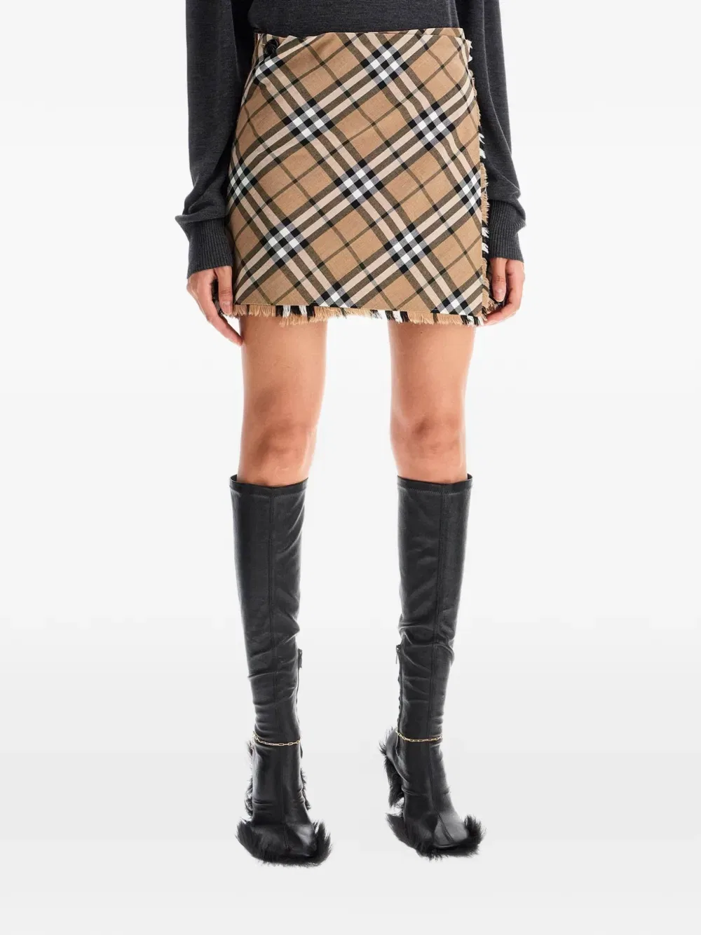 Юбка из полиэстеровой смеси Burberry, мини, нейтральный