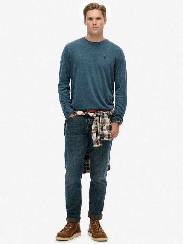 Классическая базовая хлопковая футболка Superdry, Washed Faded Navy — фото 3