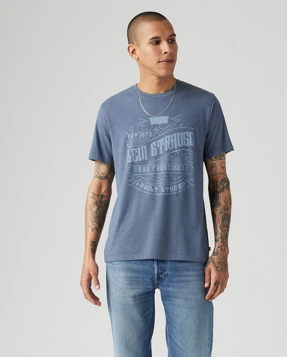 

Мужская футболка с коротким рукавом и круглым вырезом Levi's, темно-синий