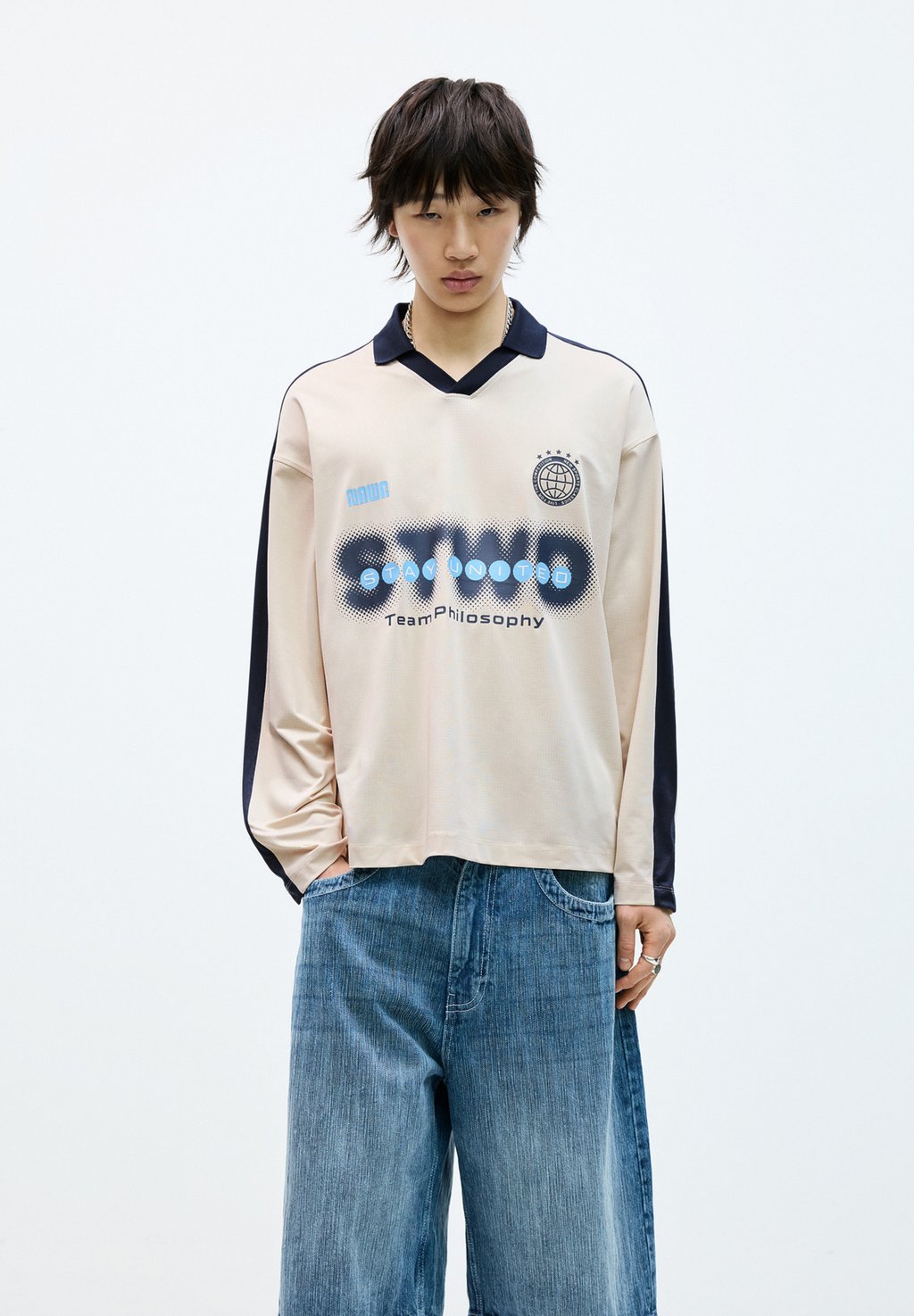 

Рубашка поло STWD COLLAR - Long sleeved top PULL&BEAR, бежевый