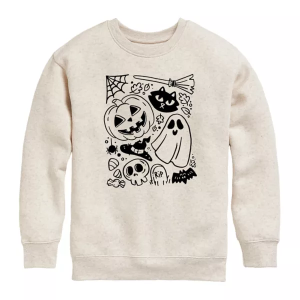 

Девочки 7-16 худи с принтом Halloween Doodle Crew Licensed Character, бежевый