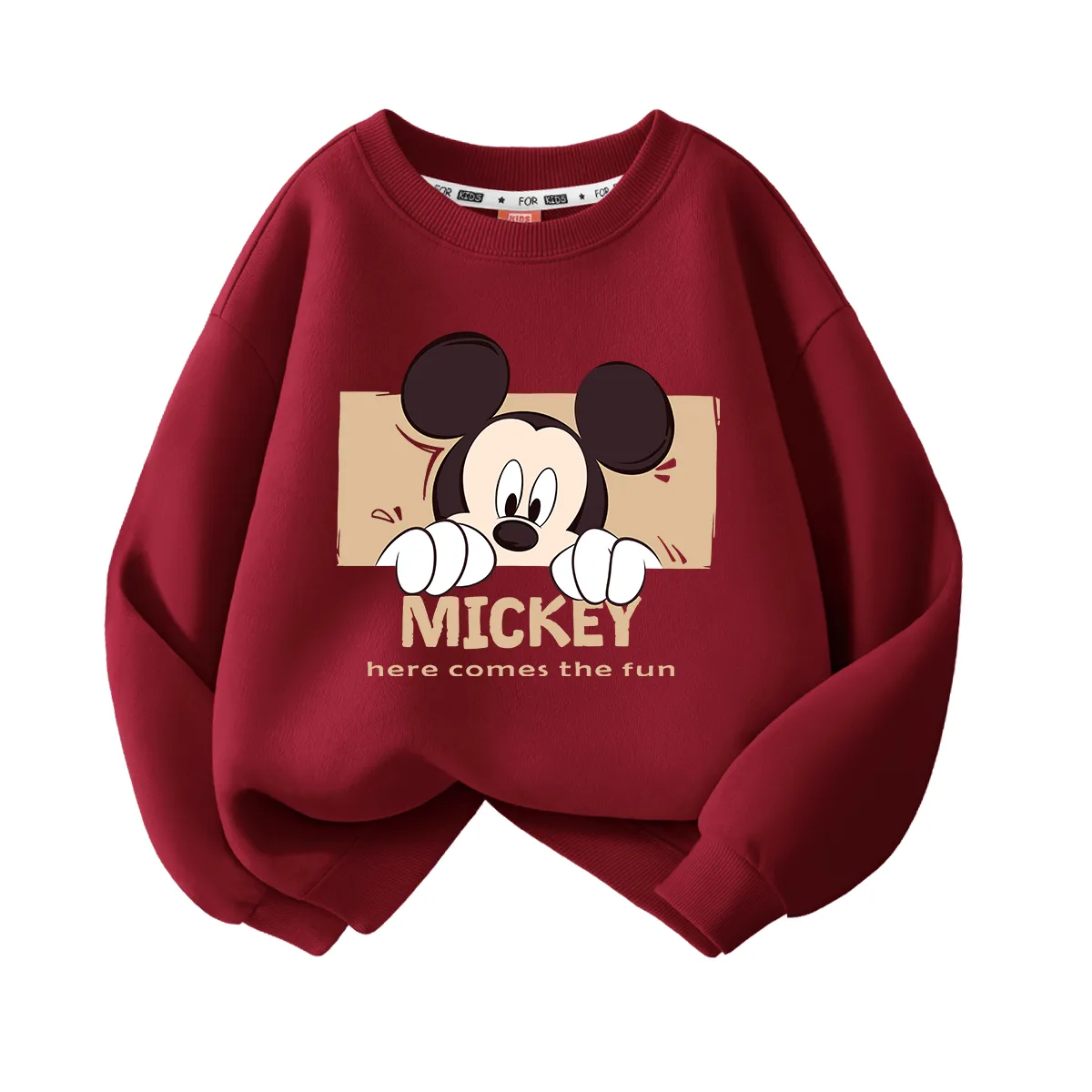 Детский свитшот с круглым вырезом утепленный Disney, [Spring Fall]Di Smile Face Qi K Vintage Green — фото 3