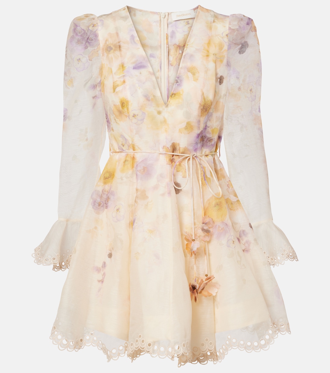

Мини-платье Memento из льна и шелка Zimmermann, Pansy Floral
