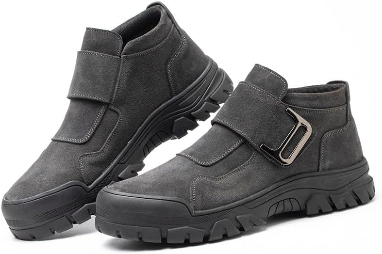 

Мужские ботинки FLOWERGIRR с металлическим носком, средний верх, проколостойкие, из замши и кожи, для промышленного строительства, серого цвета, размер США