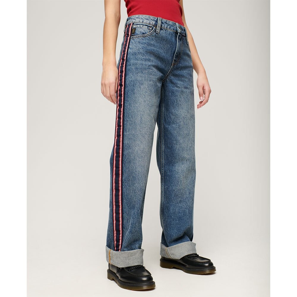 

Брюки Superdry Mid Rise Wide Leg, синий
