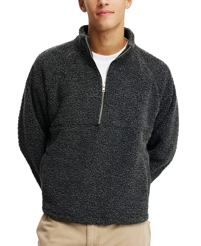

Мужской флисовый свитшот Teddy 1/2 Zip COTTON ON, черный
