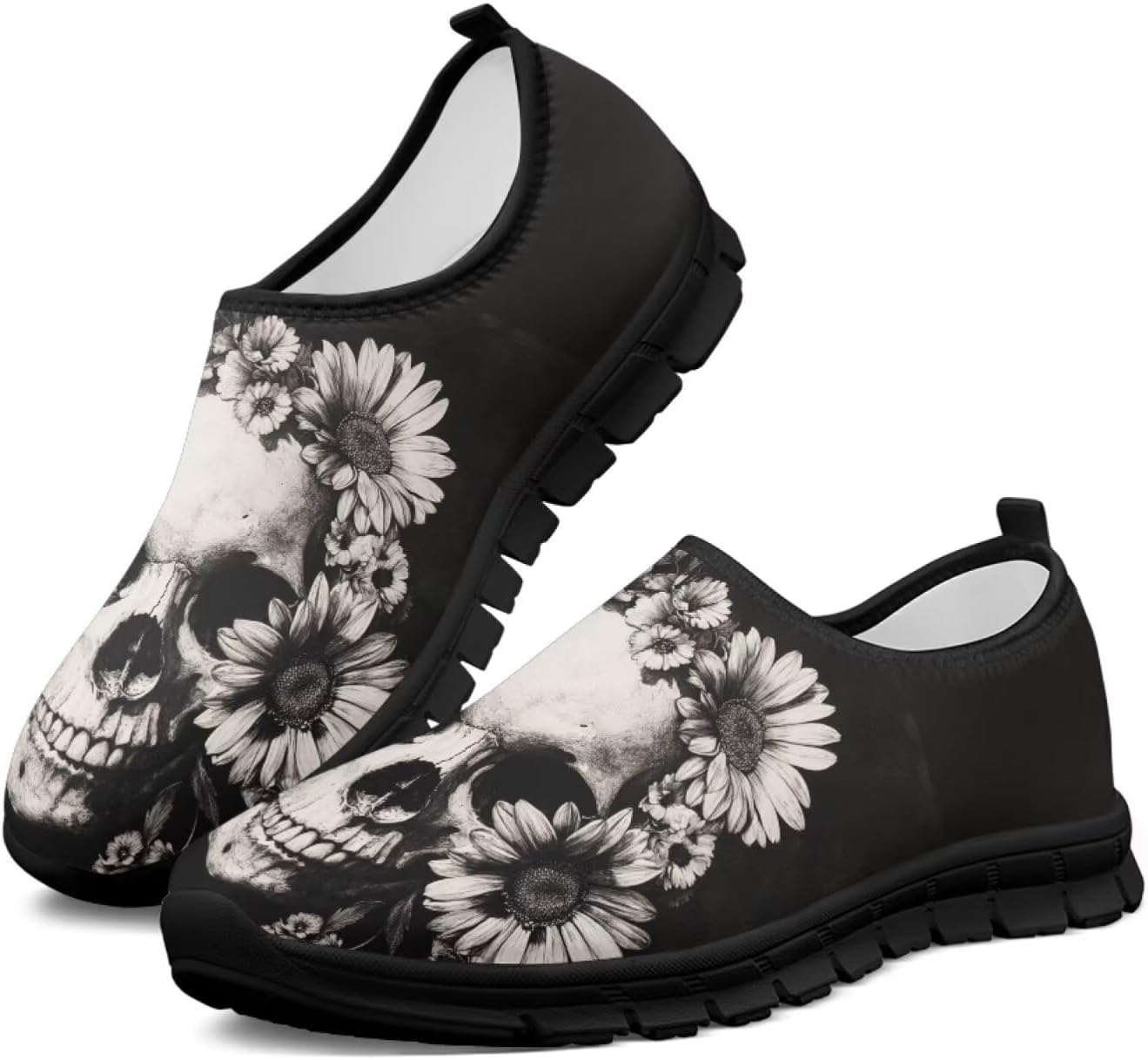 

Женские кроссовки и мокасины Skull Walking: повседневные, теннисные, плоские, для работы, с широким носком, для вождения и хайкинга Ecaestolph, черный/серый